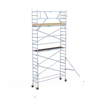 Rolsteiger Basic 75x305 7,2m werkhoogte carbon vloer tegen de gevel