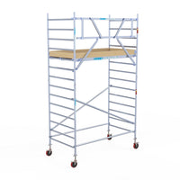 Rolsteiger Basic 135x250 5,2m werkhoogte carbon vloer tegen de gevel