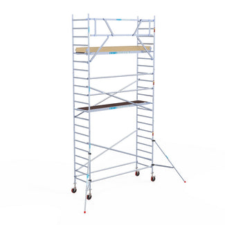 Rolsteiger Basic 90x305 7,2m werkhoogte carbon vloer tegen de gevel