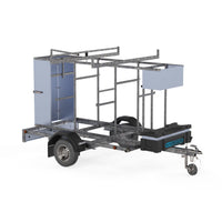 Steigeraanhanger afsluitbaar 250 + Rolsteiger Standaard 135x250 12,2m werkhoogte carbon vloer enkele voorloopleuning