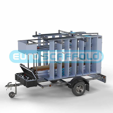 Steigeraanhanger afsluitbaar 250 + Rolsteiger Basic 135x250 10,2m werkhoogte carbon vloer