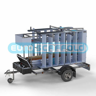 Steigeraanhanger afsluitbaar 250 + Rolsteiger Basic 135x250 10,2m werkhoogte carbon vloer