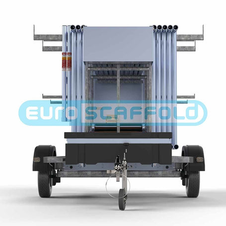 Steigeraanhanger afsluitbaar 250 + Rolsteiger Basic 135x250 10,2m werkhoogte carbon vloer