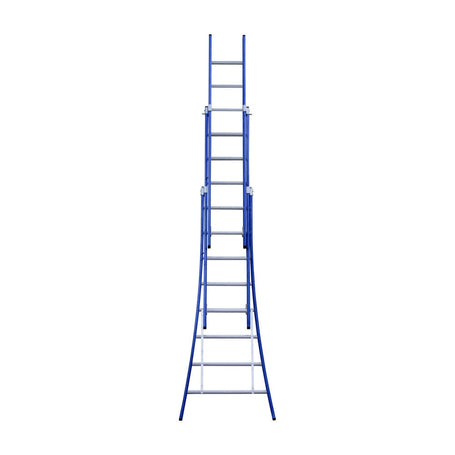 Eurostairs Reform ladder driedubbel uitgebogen 3x8 sporten BLAUW