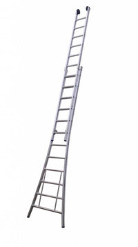 Eurostairs Opsteek ladder dubbel uitgebogen 2x18 sporten + gevelrollen