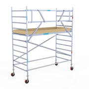 Rolsteiger Basic 135x305 4,2m werkhoogte carbon vloer tegen de gevel
