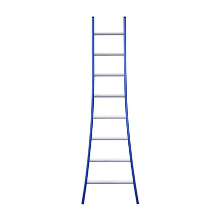 Eurostairs Ladder enkel uitgebogen 1x8 sporten BLAUW