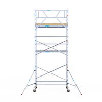 Rolsteiger Basic 135x250 7,2m werkhoogte carbon vloer tegen de gevel