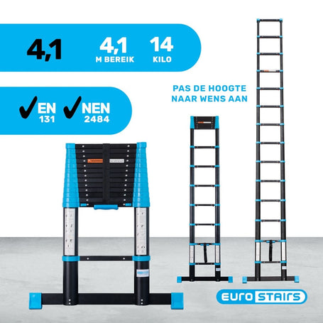 Telescoopladder Eurostairs Professioneel 4,1 meter met softclose