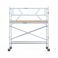 Rolsteiger Basic 90x305 4,2m werkhoogte carbon vloer tegen de gevel